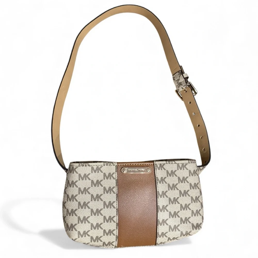 Michael Kors Jet Set Logo Shoulder Bag – Beige/Brown